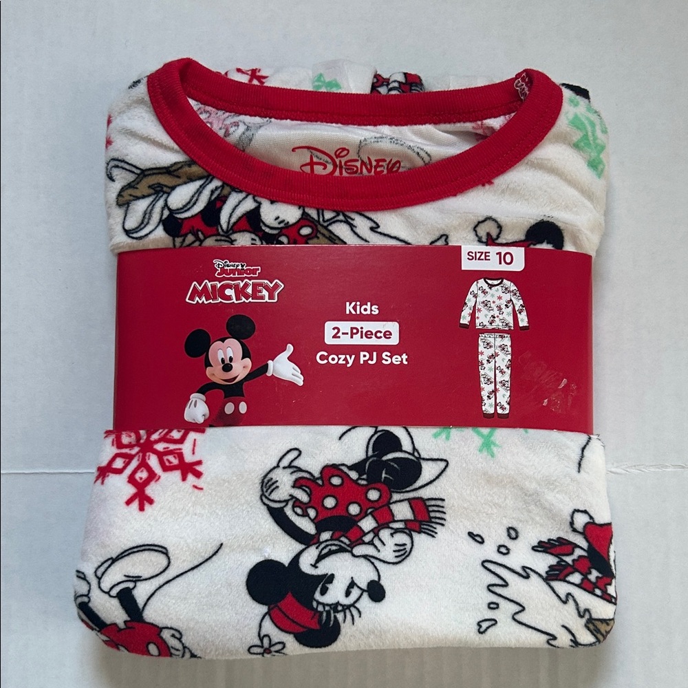 NWT Disney’s Mickey Mouse & Minnie Mouse kids holiday pajama top & bottoms set - Picture 3 of 5